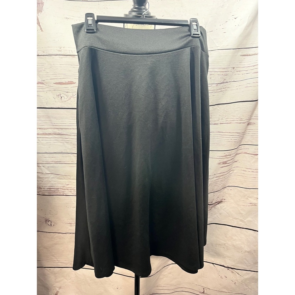 Agnes & Dora Black Midi Skirt Womens XL A-Line Stretch Solid Made in USA NWT